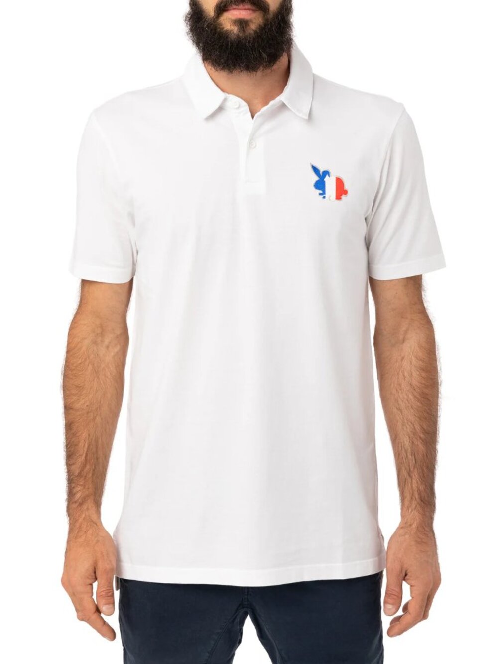 NWT Pullin Men's White Polo Shirt with Tricolor Logo in Medium